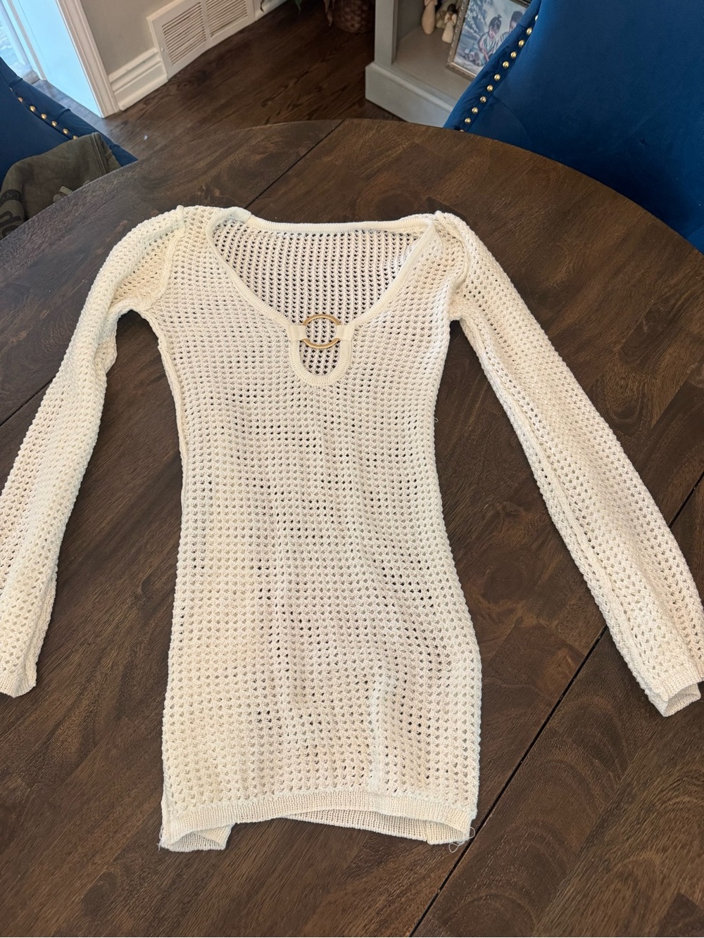 Women’s Open-Knit Cream Cover Up